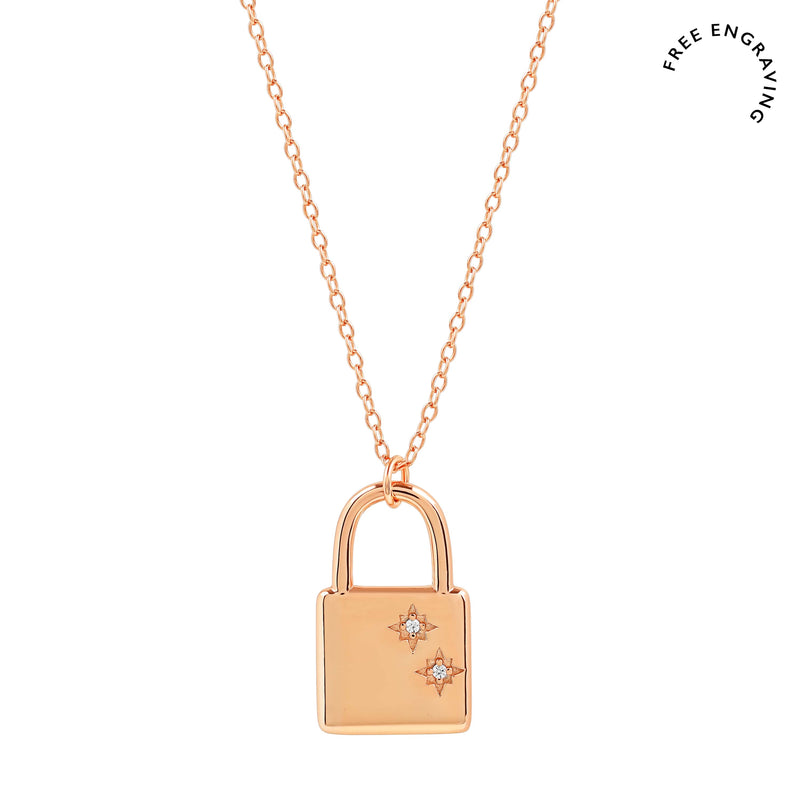 Rose Gold Lock Necklace With Ball Chain | The Silver Store